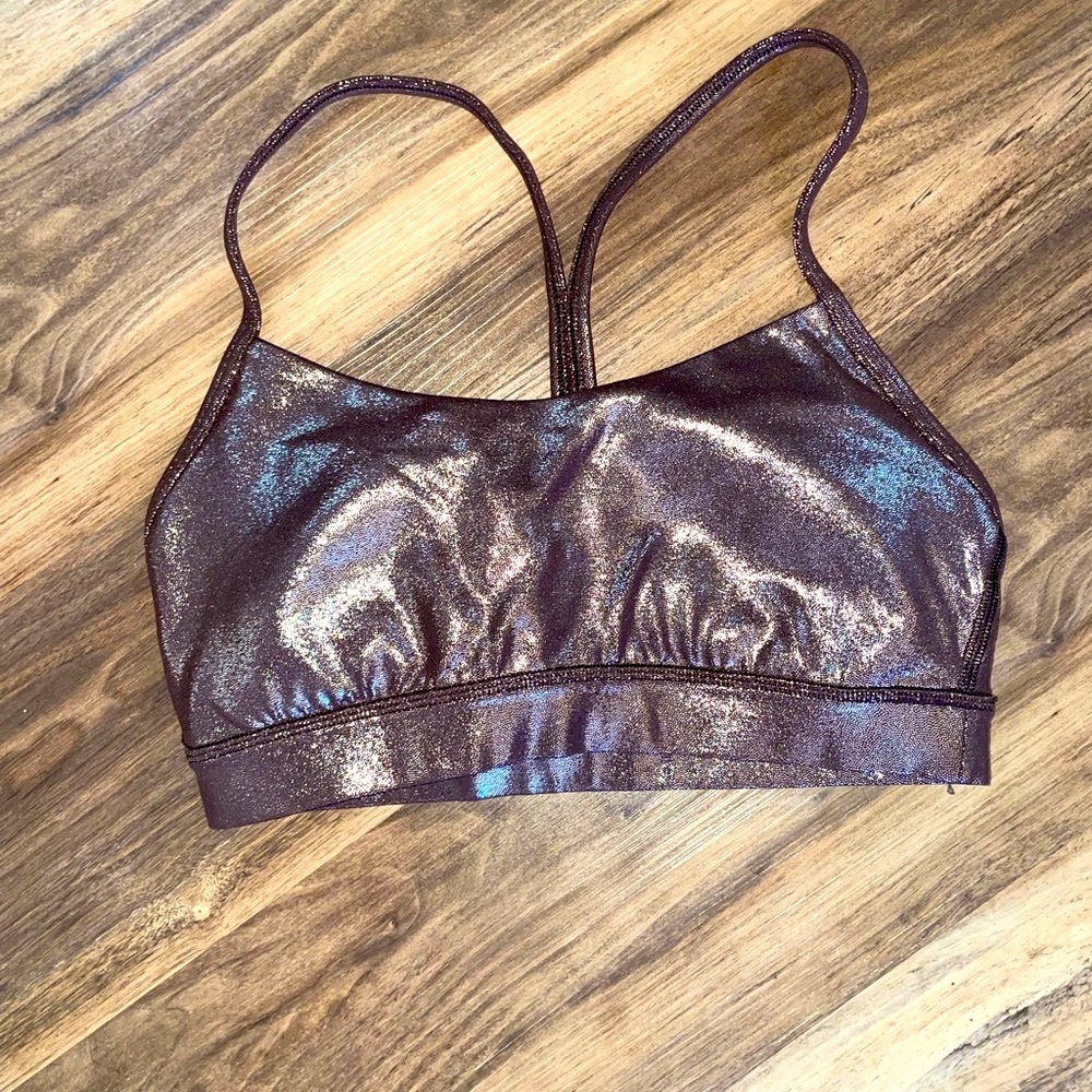 Lululemon brown shimmer racer back sports bra size 4